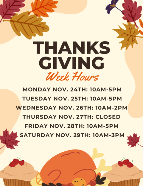 Monday Nov. 25th 10am 5pm 2